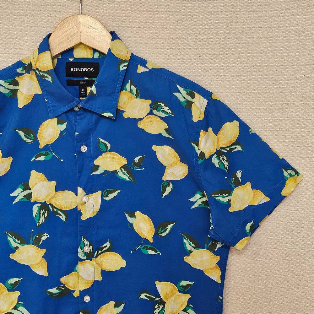 Bonobos Short Sleeve Slim Fit Lemon Print Button Down M